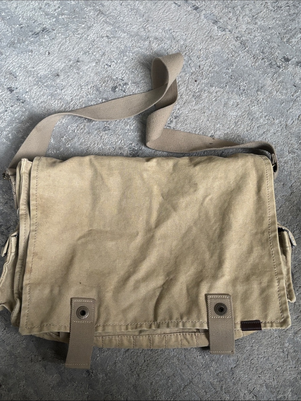 Aeropostale Tan Canvas Messenger Bag with Adjustable Strap